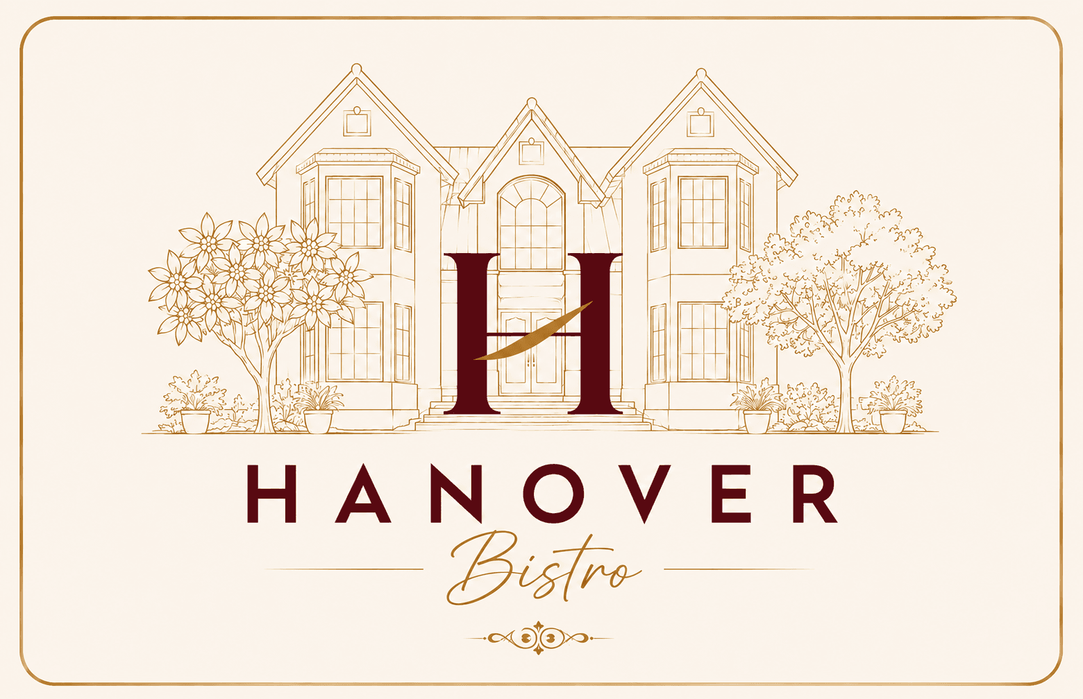 Hanover Bistro — house illustration and monogram